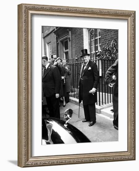 Great Britain's Prime Minister Winston Churchill Leaving His Home-Carl Mydans-Framed Photographic Print