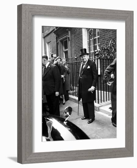 Great Britain's Prime Minister Winston Churchill Leaving His Home-Carl Mydans-Framed Photographic Print