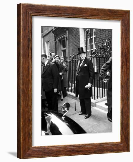 Great Britain's Prime Minister Winston Churchill Leaving His Home-Carl Mydans-Framed Photographic Print