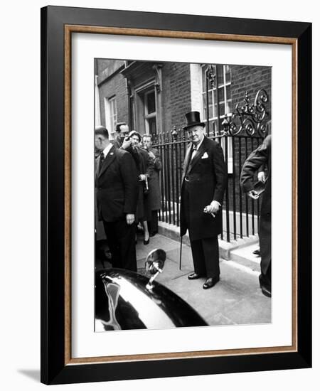 Great Britain's Prime Minister Winston Churchill Leaving His Home-Carl Mydans-Framed Photographic Print