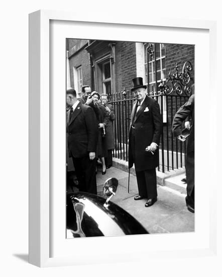 Great Britain's Prime Minister Winston Churchill Leaving His Home-Carl Mydans-Framed Photographic Print