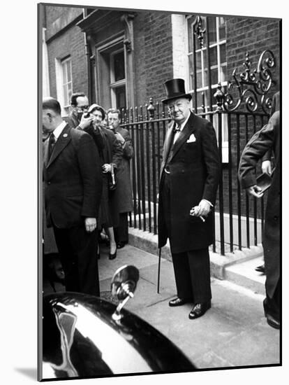Great Britain's Prime Minister Winston Churchill Leaving His Home-Carl Mydans-Mounted Photographic Print