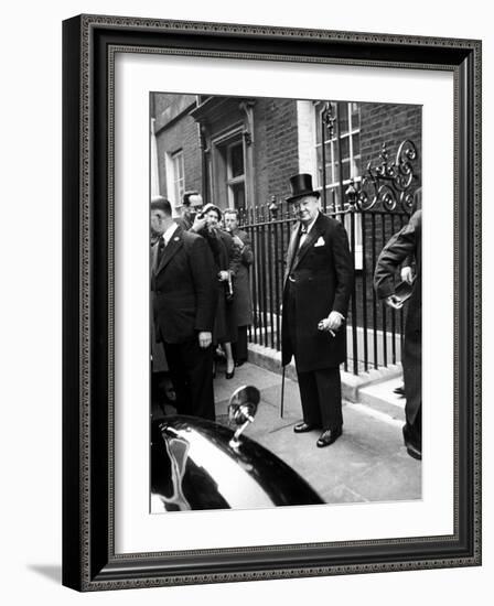 Great Britain's Prime Minister Winston Churchill Leaving His Home-Carl Mydans-Framed Photographic Print