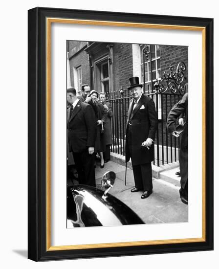 Great Britain's Prime Minister Winston Churchill Leaving His Home-Carl Mydans-Framed Photographic Print