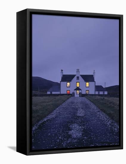 Great Britain, Scotland, Country House, Windows, Illumination, Evening-Thonig-Framed Premier Image Canvas