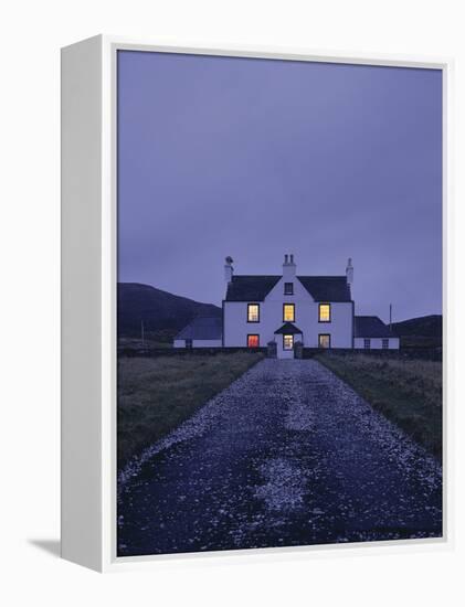 Great Britain, Scotland, Country House, Windows, Illumination, Evening-Thonig-Framed Premier Image Canvas