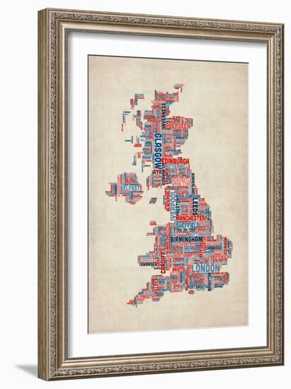 Great Britain UK City Text Map-Michael Tompsett-Framed Art Print