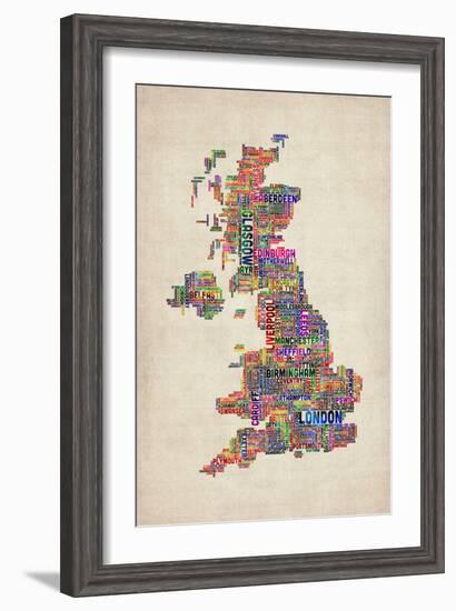 Great Britain UK City Text Map-Michael Tompsett-Framed Art Print