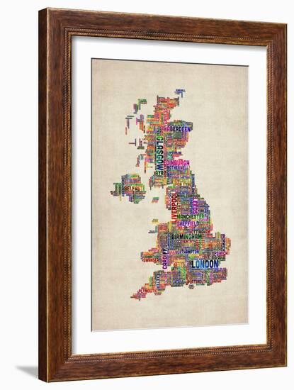 Great Britain UK City Text Map-Michael Tompsett-Framed Art Print