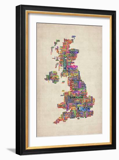 Great Britain UK City Text Map-Michael Tompsett-Framed Art Print