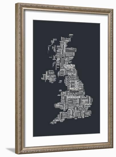 Great Britain UK City Text Map-Michael Tompsett-Framed Art Print