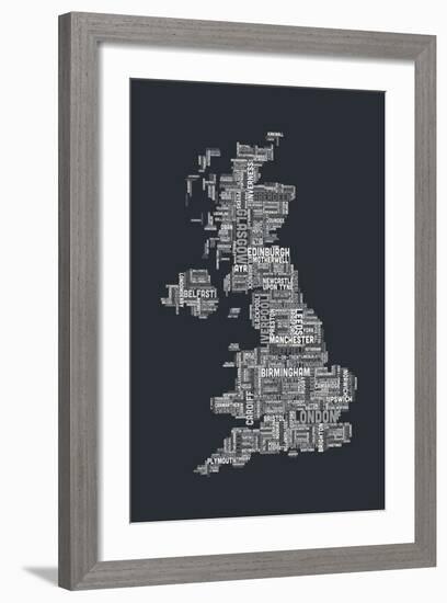 Great Britain UK City Text Map-Michael Tompsett-Framed Art Print