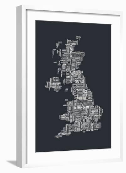 Great Britain UK City Text Map-Michael Tompsett-Framed Art Print