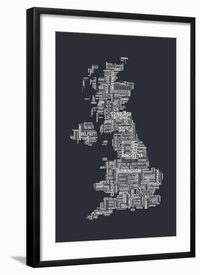 Great Britain UK City Text Map-Michael Tompsett-Framed Art Print