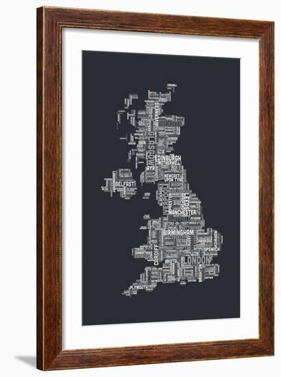 Great Britain UK City Text Map-Michael Tompsett-Framed Art Print