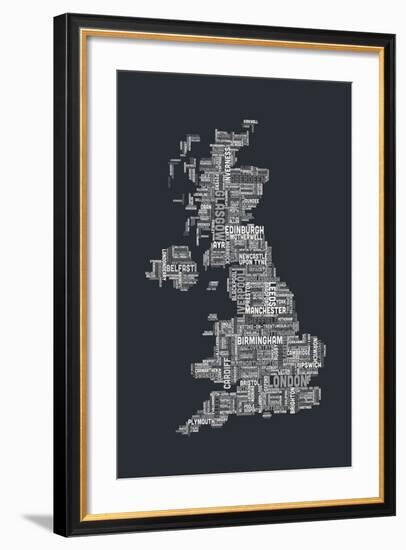 Great Britain UK City Text Map-Michael Tompsett-Framed Art Print