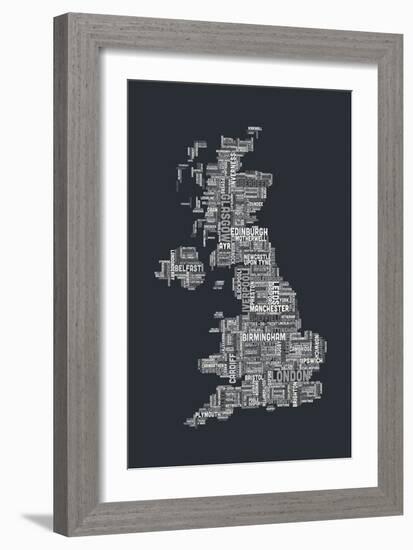 Great Britain UK City Text Map-Michael Tompsett-Framed Premium Giclee Print