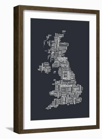 Great Britain UK City Text Map-Michael Tompsett-Framed Premium Giclee Print