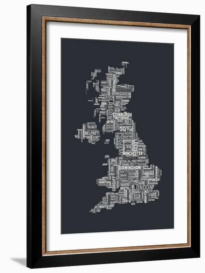 Great Britain UK City Text Map-Michael Tompsett-Framed Premium Giclee Print