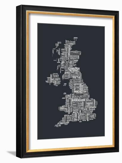 Great Britain UK City Text Map-Michael Tompsett-Framed Premium Giclee Print