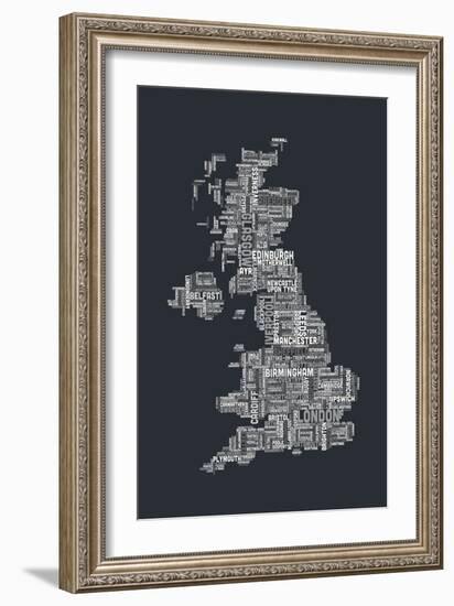 Great Britain UK City Text Map-Michael Tompsett-Framed Art Print