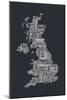 Great Britain UK City Text Map-Michael Tompsett-Mounted Art Print