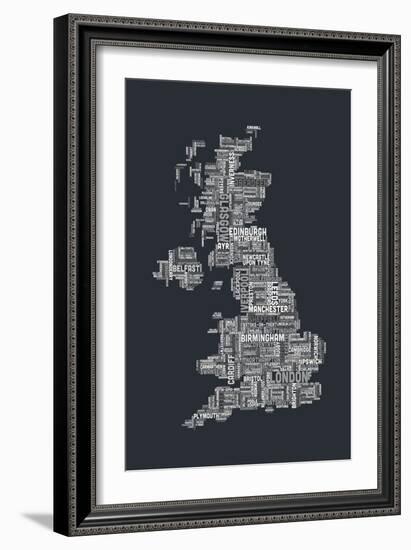 Great Britain UK City Text Map-Michael Tompsett-Framed Art Print