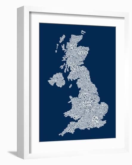 Great Britain UK City Text Map-Michael Tompsett-Framed Art Print