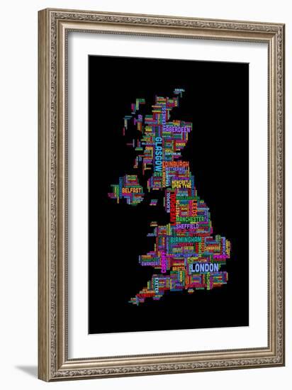 Great Britain UK City Text Map-Michael Tompsett-Framed Art Print