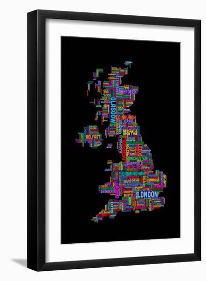 Great Britain UK City Text Map-Michael Tompsett-Framed Art Print