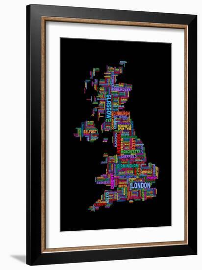 Great Britain UK City Text Map-Michael Tompsett-Framed Art Print