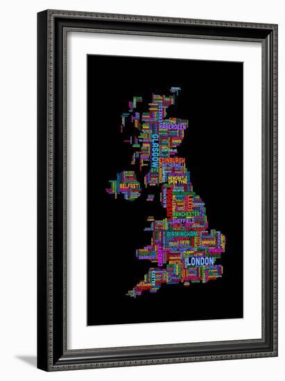 Great Britain UK City Text Map-Michael Tompsett-Framed Art Print