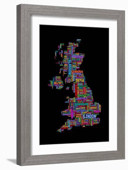 Great Britain UK City Text Map-Michael Tompsett-Framed Premium Giclee Print