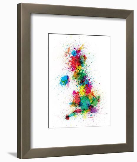 Great Britain UK Map Paint Splashes-Michael Tompsett-Framed Art Print