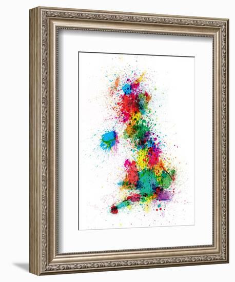 Great Britain UK Map Paint Splashes-Michael Tompsett-Framed Art Print