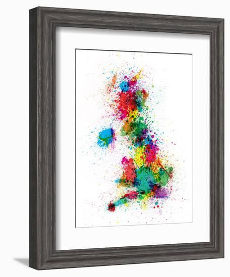 Great Britain UK Map Paint Splashes-Michael Tompsett-Framed Art Print