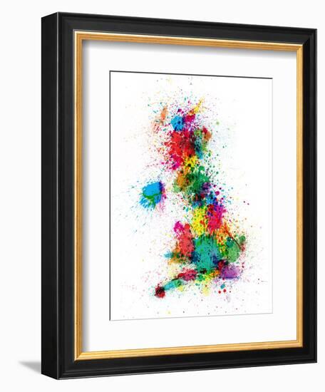 Great Britain UK Map Paint Splashes-Michael Tompsett-Framed Art Print