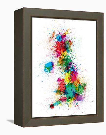 Great Britain UK Map Paint Splashes-Michael Tompsett-Framed Stretched Canvas