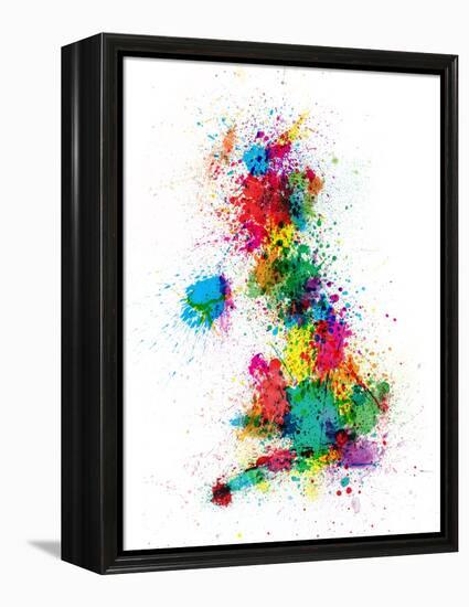 Great Britain UK Map Paint Splashes-Michael Tompsett-Framed Stretched Canvas