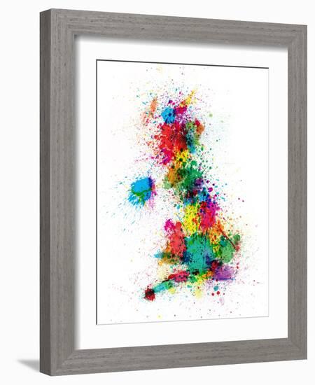 Great Britain UK Map Paint Splashes-Michael Tompsett-Framed Art Print