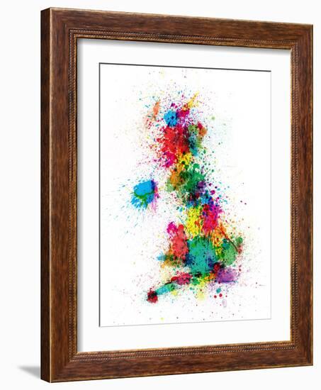 Great Britain UK Map Paint Splashes-Michael Tompsett-Framed Art Print