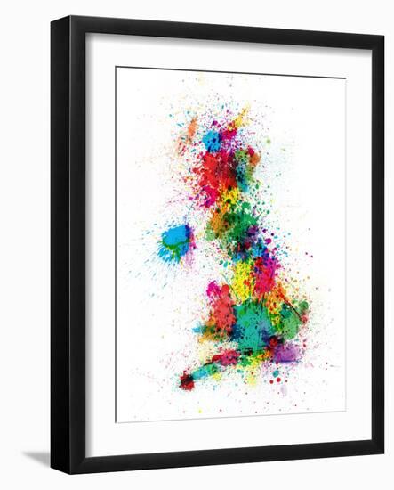 Great Britain UK Map Paint Splashes-Michael Tompsett-Framed Art Print