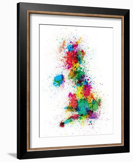 Great Britain UK Map Paint Splashes-Michael Tompsett-Framed Art Print