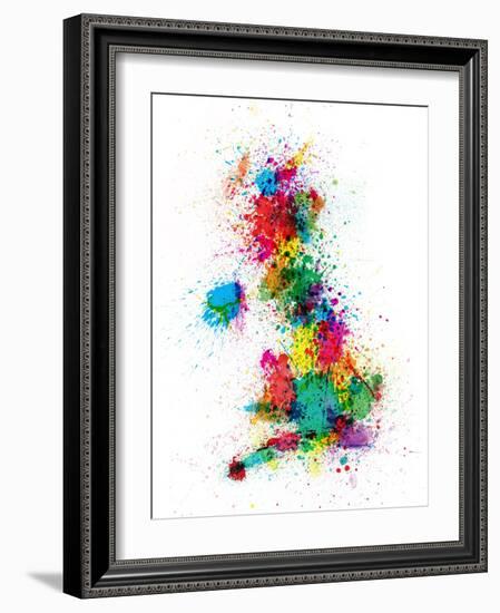 Great Britain UK Map Paint Splashes-Michael Tompsett-Framed Art Print