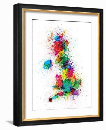 Great Britain UK Map Paint Splashes-Michael Tompsett-Framed Art Print