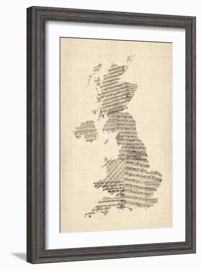 Great Britain UK Old Sheet Music Map-Michael Tompsett-Framed Art Print