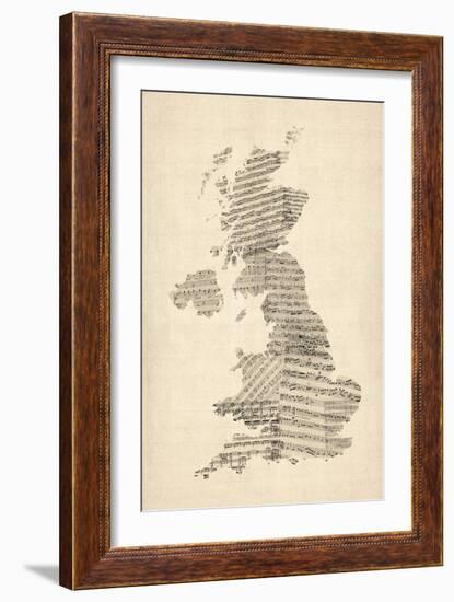 Great Britain UK Old Sheet Music Map-Michael Tompsett-Framed Art Print