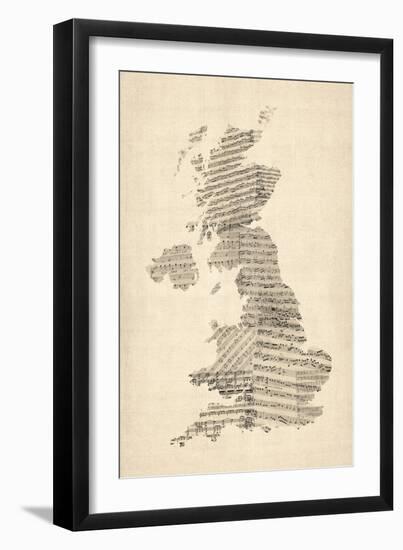 Great Britain UK Old Sheet Music Map-Michael Tompsett-Framed Art Print