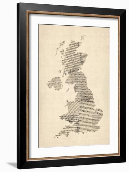 Great Britain UK Old Sheet Music Map-Michael Tompsett-Framed Art Print