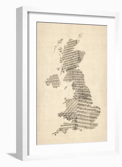 Great Britain UK Old Sheet Music Map-Michael Tompsett-Framed Art Print